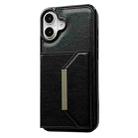 For iPhone 16 Plus Solid Color Metal Buckle Card Slots Bag Phone Case(Black) - 2