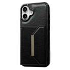 For iPhone 16 Solid Color Metal Buckle Card Slots Bag Phone Case(Black) - 2