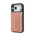 For iPhone 17 Pro Solid Color Metal Buckle Card Slots Bag Phone Case(Rose Gold) - 2