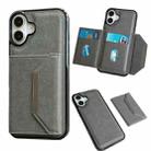 For iPhone 17 Solid Color Metal Buckle Card Slots Bag Phone Case(Grey) - 1