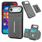 For iPhone 17 Air Solid Color Metal Buckle Card Slots Bag Phone Case(Grey) - 1