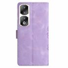 For Honor 90 Pro 5G Cherry Blossom Butterfly Skin Feel Embossed PU Phone Case(Purple) - 3