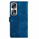 For Honor 90 Pro 5G Cherry Blossom Butterfly Skin Feel Embossed PU Phone Case(Blue) - 3