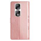 For Honor 90 Pro 5G Cherry Blossom Butterfly Skin Feel Embossed PU Phone Case(Rose Gold) - 3