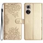 For Honor 50 Cherry Blossom Butterfly Skin Feel Embossed PU Phone Case(Gold) - 1