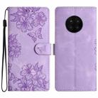 For Honor 50 Lite Cherry Blossom Butterfly Skin Feel Embossed PU Phone Case(Purple) - 1