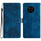 For Honor 50 Lite Cherry Blossom Butterfly Skin Feel Embossed PU Phone Case(Blue) - 1