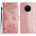 For Honor 50 Lite Cherry Blossom Butterfly Skin Feel Embossed PU Phone Case(Rose Gold) - 1