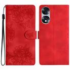 For Honor 70 Cherry Blossom Butterfly Skin Feel Embossed PU Phone Case(Red) - 1