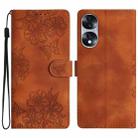 For Honor 70 Cherry Blossom Butterfly Skin Feel Embossed PU Phone Case(Brown) - 1