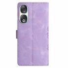 For Honor 90 Cherry Blossom Butterfly Skin Feel Embossed PU Phone Case(Purple) - 3