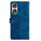 For Honor 90 Cherry Blossom Butterfly Skin Feel Embossed PU Phone Case(Blue) - 3