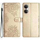 For Honor X7 Cherry Blossom Butterfly Skin Feel Embossed PU Phone Case(Gold) - 1