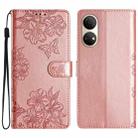 For Honor X7 Cherry Blossom Butterfly Skin Feel Embossed PU Phone Case(Rose Gold) - 1