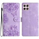 For Honor X8 / X30i Cherry Blossom Butterfly Skin Feel Embossed PU Phone Case(Purple) - 1