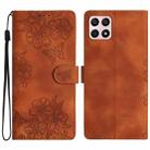 For Honor X8 / X30i Cherry Blossom Butterfly Skin Feel Embossed PU Phone Case(Brown) - 1