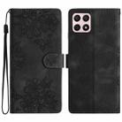 For Honor X8 / X30i Cherry Blossom Butterfly Skin Feel Embossed PU Phone Case(Black) - 1