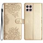 For Honor X8 / X30i Cherry Blossom Butterfly Skin Feel Embossed PU Phone Case(Gold) - 1