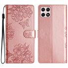 For Honor X8 / X30i Cherry Blossom Butterfly Skin Feel Embossed PU Phone Case(Rose Gold) - 1