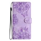 For Honor 200 Cherry Blossom Butterfly Skin Feel Embossed PU Phone Case(Purple) - 2