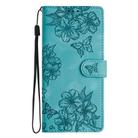 For Honor 200 Cherry Blossom Butterfly Skin Feel Embossed PU Phone Case(Green) - 2