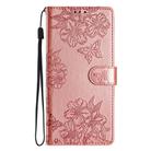 For Honor 200 Pro Cherry Blossom Butterfly Skin Feel Embossed PU Phone Case(Rose Gold) - 2