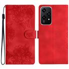 For Honor 200 Lite Global Cherry Blossom Butterfly Skin Feel Embossed PU Phone Case(Red) - 1