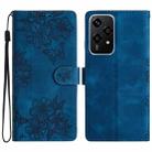 For Honor 200 Lite Global Cherry Blossom Butterfly Skin Feel Embossed PU Phone Case(Blue) - 1