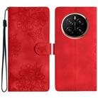 For Honor Magic7 Pro Cherry Blossom Butterfly Skin Feel Embossed PU Phone Case(Red) - 1