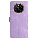For Honor Magic7 Pro Cherry Blossom Butterfly Skin Feel Embossed PU Phone Case(Purple) - 3