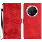 For Honor X9c Cherry Blossom Butterfly Skin Feel Embossed PU Phone Case(Red) - 1