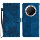 For Honor X9c Cherry Blossom Butterfly Skin Feel Embossed PU Phone Case(Blue) - 1