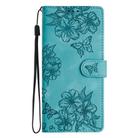 For Honor X9c Cherry Blossom Butterfly Skin Feel Embossed PU Phone Case(Green) - 2