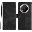 For Honor X9c Cherry Blossom Butterfly Skin Feel Embossed PU Phone Case(Black) - 1