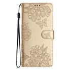For Honor X9c Cherry Blossom Butterfly Skin Feel Embossed PU Phone Case(Gold) - 2