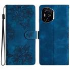 For Honor 400 Pro Global 160.8mm Cherry Blossom Butterfly Skin Feel Embossed PU Phone Case(Blue) - 1