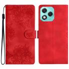 For Honor 400 Lite Global Cherry Blossom Butterfly Skin Feel Embossed PU Phone Case(Red) - 1