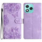 For Honor 400 Lite Global Cherry Blossom Butterfly Skin Feel Embossed PU Phone Case(Purple) - 1