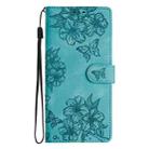 For Honor 400 Lite Global Cherry Blossom Butterfly Skin Feel Embossed PU Phone Case(Green) - 2
