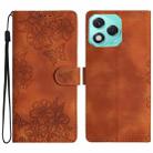 For Honor 400 Lite Global Cherry Blossom Butterfly Skin Feel Embossed PU Phone Case(Brown) - 1