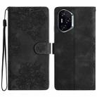 For Honor 400 Global 156.5mm Cherry Blossom Butterfly Skin Feel Embossed PU Phone Case(Black) - 1