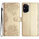For Honor 400 Global 156.5mm Cherry Blossom Butterfly Skin Feel Embossed PU Phone Case(Gold) - 1