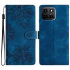 For Honor X6c 4G Cherry Blossom Butterfly Skin Feel Embossed PU Phone Case(Blue) - 1
