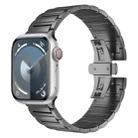 For Apple Watch Series 7 45mm I-shaped Butterfly Buckle Titanium Alloy Watch Band(Black) - 1