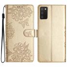 For Samsung Galaxy A02s / F02s 164mm Cherry Blossom Butterfly Skin Feel Embossed PU Phone Case(Gold) - 1