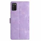 For Samsung Galaxy A02s EU Version Cherry Blossom Butterfly Skin Feel Embossed PU Phone Case(Purple) - 3