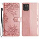 For Samsung Galaxy A03 164mm Cherry Blossom Butterfly Skin Feel Embossed PU Phone Case(Rose Gold) - 1