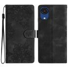 For Samsung Galaxy A03 Core Cherry Blossom Butterfly Skin Feel Embossed PU Phone Case(Black) - 1