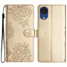 For Samsung Galaxy A03 Core Cherry Blossom Butterfly Skin Feel Embossed PU Phone Case(Gold) - 1