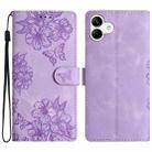 For Samsung Galaxy A04e Cherry Blossom Butterfly Skin Feel Embossed PU Phone Case(Purple) - 1